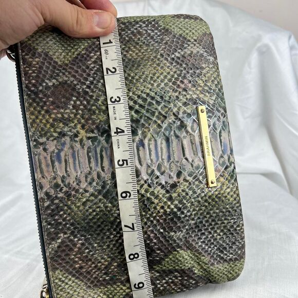 Brahmin Carrie Crossbody Moonstone Seville Leather Snakeskin Bag Rare - Picture 7 of 8